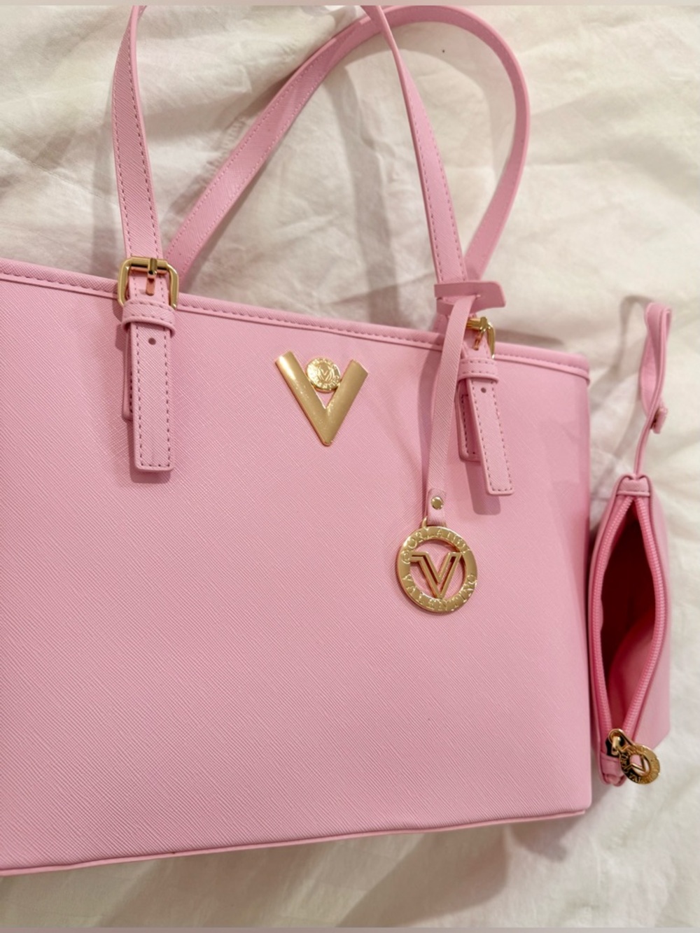 PINK VALENTINO ORLANDI HANDBAG WITH GOLD ACCENTS (NEW) - Picture 8 of 14